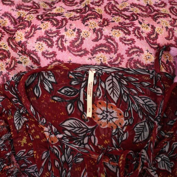 Free People Estelle Chiffon Maxi Dress Buttondown Printed Ruffle Flowy S 280250 - Picture 13 of 14